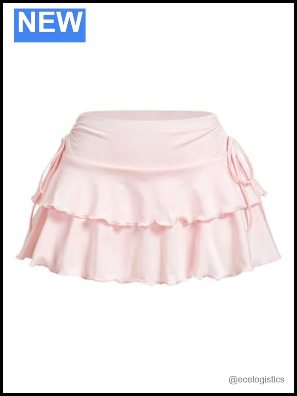 Ruffle Mini Skirt with Shorts Underneath High Waist Tiered